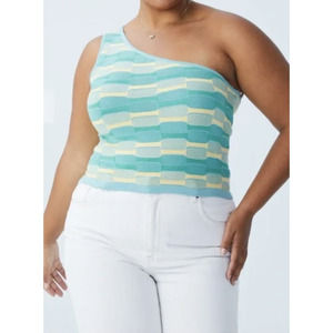 Cotton On Curve Twiggy Jacquard One Shoulder Top NWT